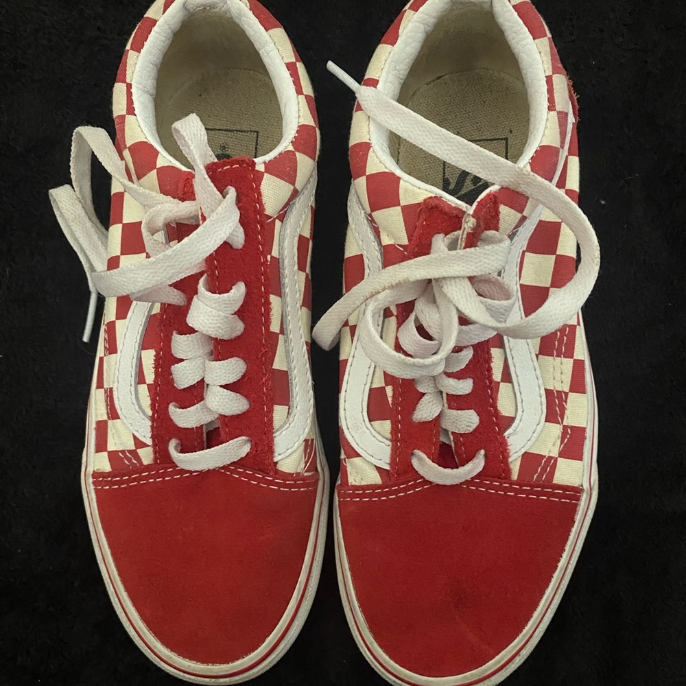 red and white checkered vans